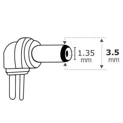 Detalles accesorios de Plug Hueco 3,5 X 1,35 Mm Intercambiable Macho 90 Grados Polarizado
