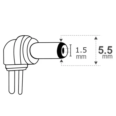 Detalles accesorios de Plug Hueco 5,5 X 1,5 Mm Intercambiable Macho 90 Grados Polarizado