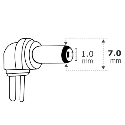 Detalles accesorios de Plug Hueco 7,0 X 1,0 Mm Intercambiable Macho 90 Grados Polarizado Pin Central