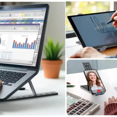 Detalles accesorios de Soporte Apoya Notebook / Tablet Plegable Genius G-Stand M250