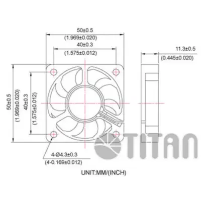 Detalles accesorios de Fan 50Mm 3Pin 10Mm Espesor 4500Rpm Buje Titan