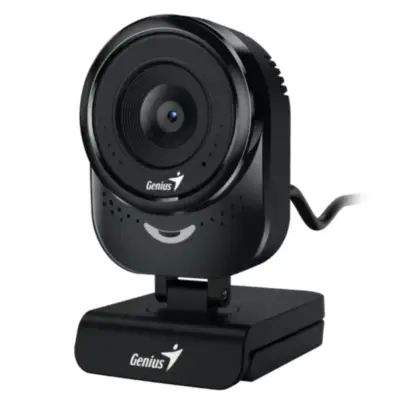 Vista lateral de Webcam Hd 720P Genius Con Mic Facecam 1000X Q Negra