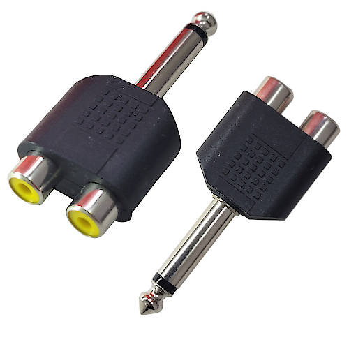 ADAPTADOR PLUG 6,5 MONO MACHO A 2 RCA HEMBRA PLASTICO