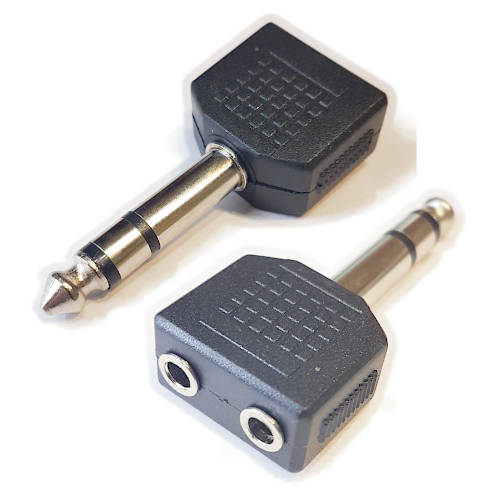 Adaptador Plug 6,5 Estereo Macho A 2 Miniplug 3,5 Estereo Hembra Adaptador Plug 6,5 Estereo Macho A 2 Miniplug 3,5 Estereo Hembra