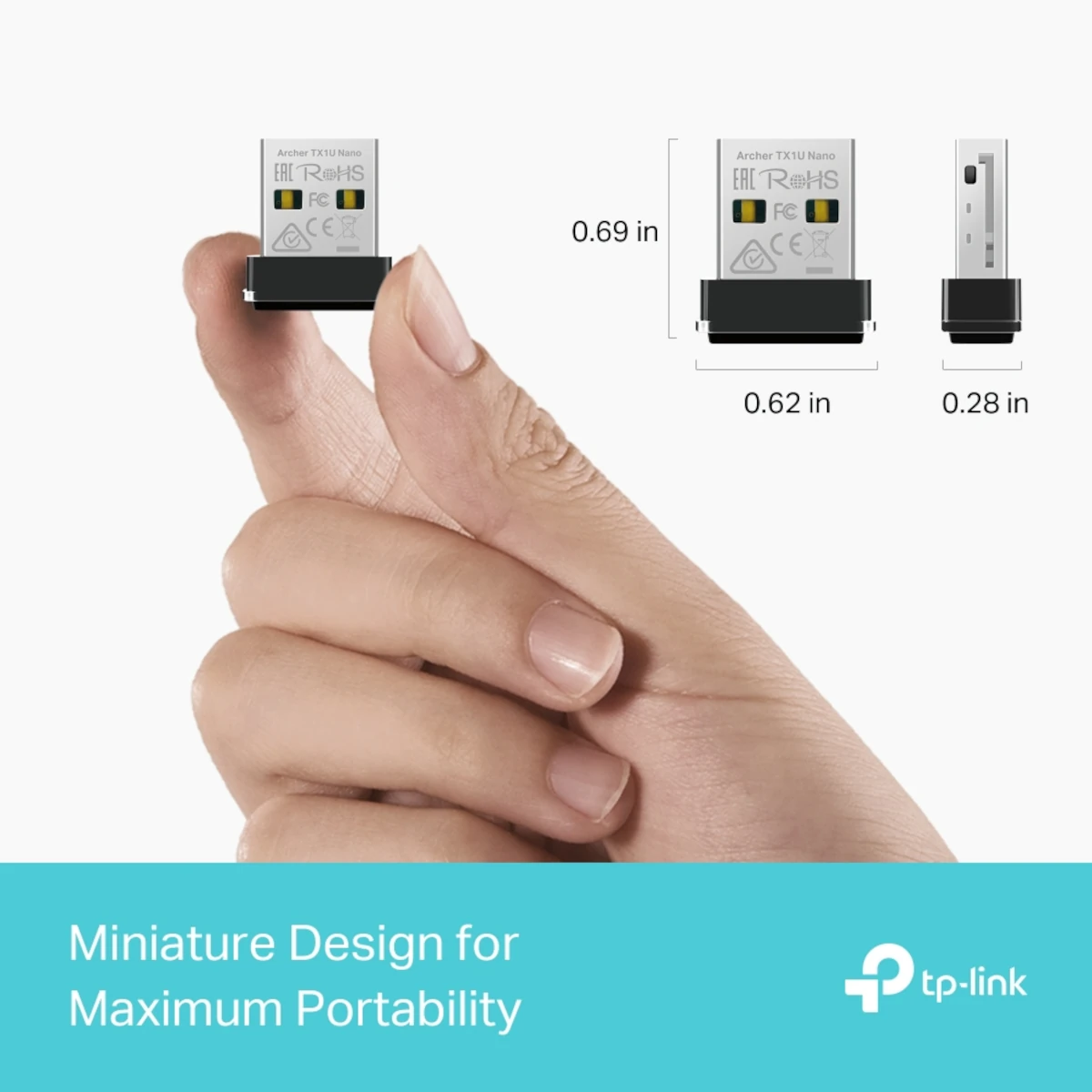 Miniatura 3 de Adaptadores USB a WIFI marca TP-Link modelo ARCHER TX1U NANO