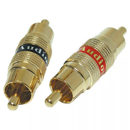 ADAPTADOR RCA MACHO-MACHO AUDIOPIPE METALICO DORADO (BLISTER x 2)