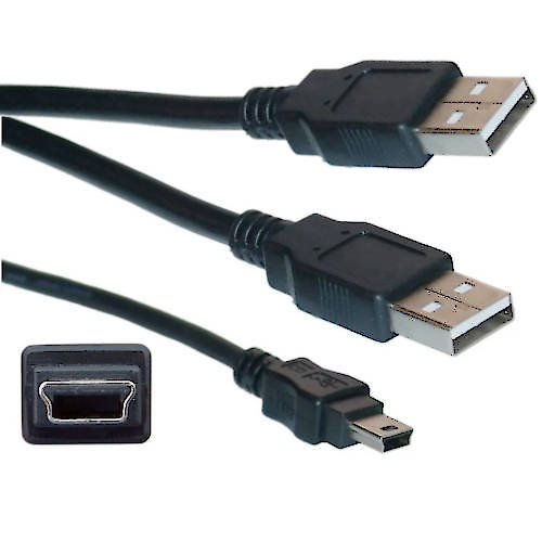 CABLE USB 2.0 A MACHO DOBLE / MINI-USB 5PIN MACHO 1 MTS