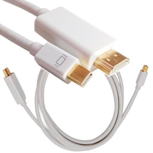 CABLE MINI DISPLAYPORT MACHO - HDMI MACHO 1,5 MTS 1080P 60HZ BLANCO CABLE MINI DISPLAYPORT MACHO - HDMI MACHO 1,5 MTS 1080P 60HZ BLANCO