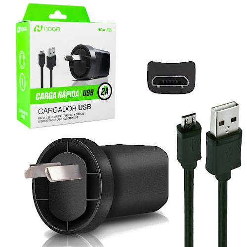 CARGADOR 10 W USB-A 2A CON CABLE DESMONTABLE MICRO-USB CARGADOR 10 W USB-A 2A CON CABLE DESMONTABLE MICRO-USB