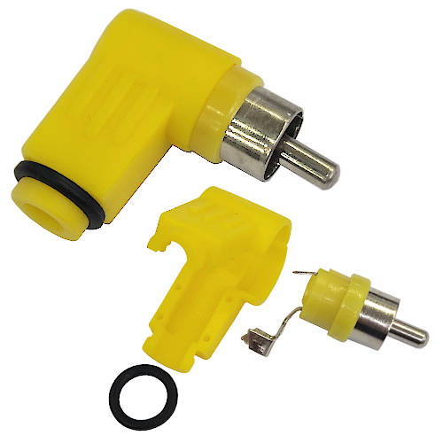 CONECTOR FICHA RCA MACHO 90 GRADOS PLASTICO AMARILLO