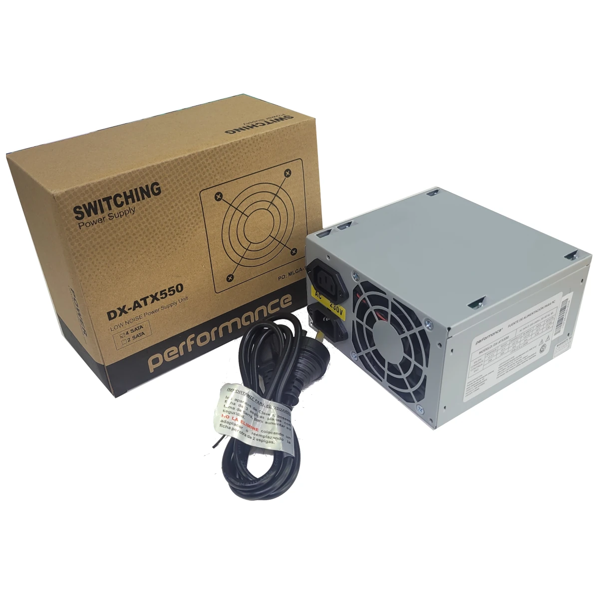 Vista lateral de Fuente 550W 20+4 Satax4 Box Fan 8Cm Performance