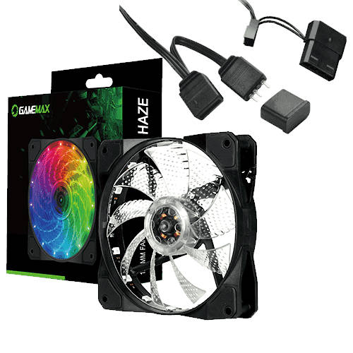 FAN 120mm LED ARGB 3PIN + MOLEX 25mm ESPESOR 1100RPM GAMEMAX FN-12RAINBOW