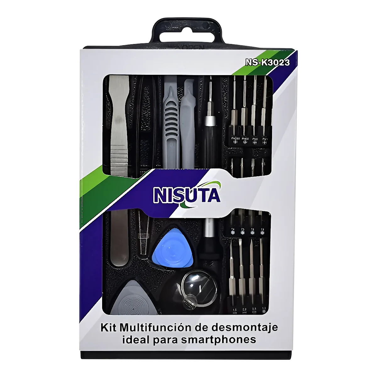 Detalles accesorios de Kit Herramientas Smartphones Nisuta Ns-K3023 27 Piezas