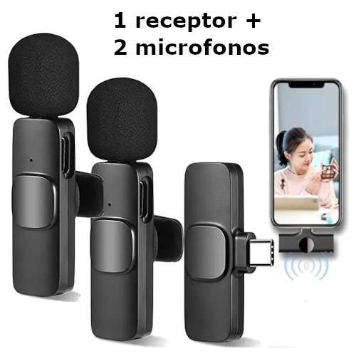 Microfono Corbatero Inalambrico Doble Con Ficha Usb Tipo C