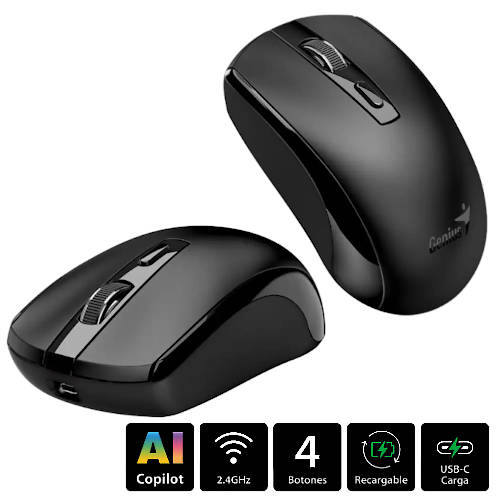 Mouse Inalambrico Genius Eco-8150 Recargable Negro Mouse Inalambrico Genius Eco-8150 Recargable Negro