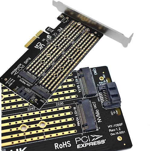 PLACA PCI-E P/2 DISCOS M.2 SSD NVME y NGFF (SATA)