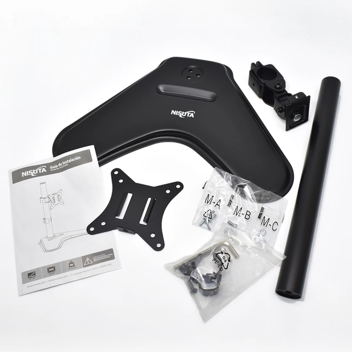 Vista lateral de Soporte Escritorio Monitor Nisuta Nssotved 17 A 32 Pulg 9Kg