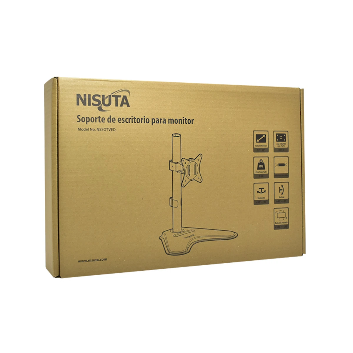 Detalles accesorios de Soporte Escritorio Monitor Nisuta Nssotved 17 A 32 Pulg 9Kg