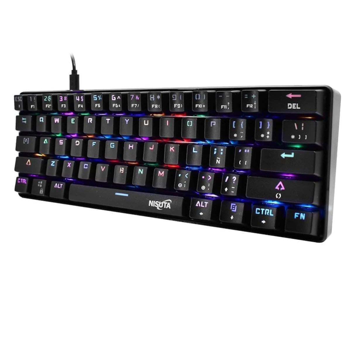  Teclado Gamer Nisuta Mecanico Espanol Nskbgz61 Switch Azul Retroiluminado