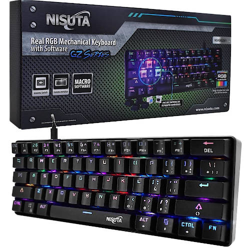 TECLADO GAMER NISUTA MECANICO ESPANOL NSKBGZ61 SWITCH AZUL RETROILUMINADO TECLADO GAMER NISUTA MECANICO ESPANOL NSKBGZ61 SWITCH AZUL RETROILUMINADO