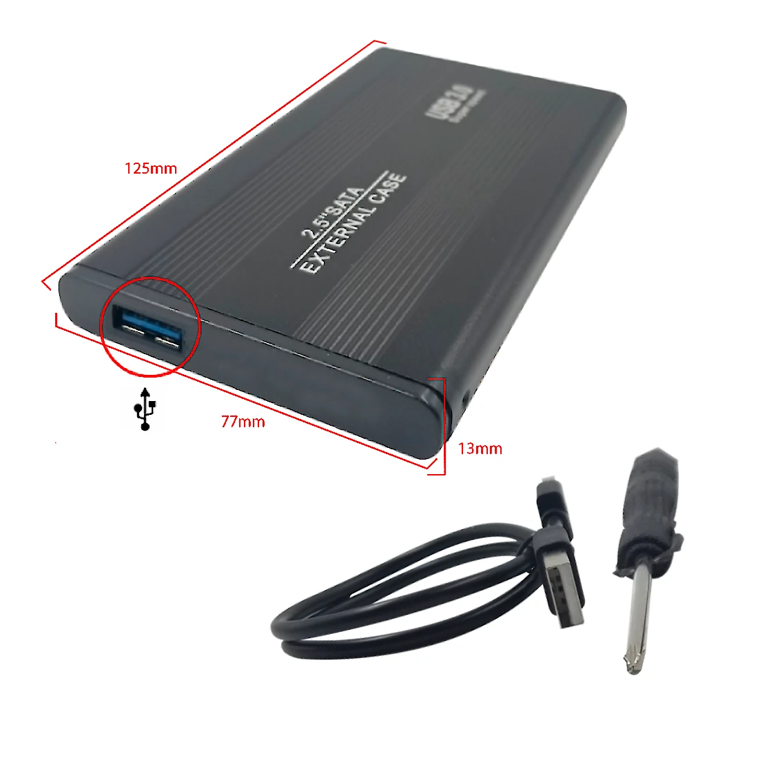 Vista lateral de Case Para Disco Duro 2,5 Pulg Sata Usb 3.0 Belsic Aluminio