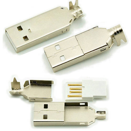 CONECTOR FICHA USB 2.0 A MACHO A CABLE METAL