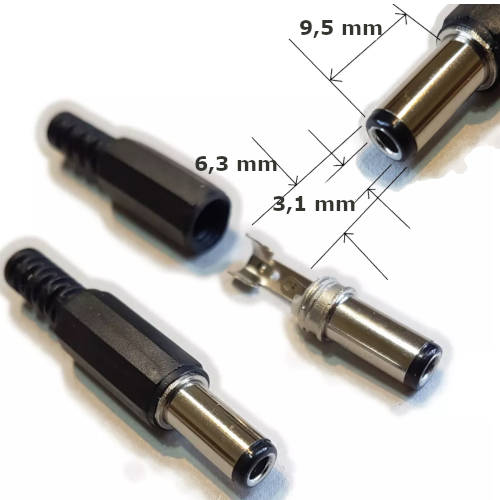 FICHA DC HUECO 6,3 x 3,1 x 9,5 mm PLUG MACHO FICHA DC HUECO 6,3 x 3,1 x 9,5 mm PLUG MACHO