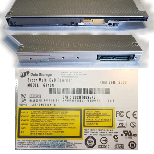 GRABADORA DVD SLIM 12,7mm SATA HITACHI-LG GT70N S/ FRENTE