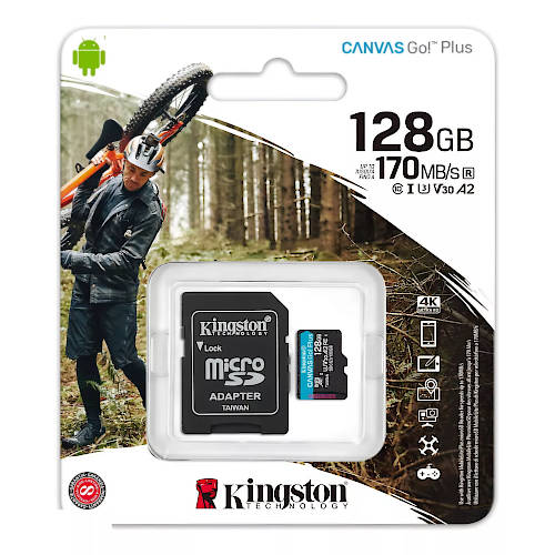 MEMORIA MICRO SD 128GB KINGSTON CL10 CANVAS GO PLUS C/ADAPTADOR 170 MB/s MEMORIA MICRO SD 128GB KINGSTON CL10 CANVAS GO PLUS C/ADAPTADOR 170 MB/s