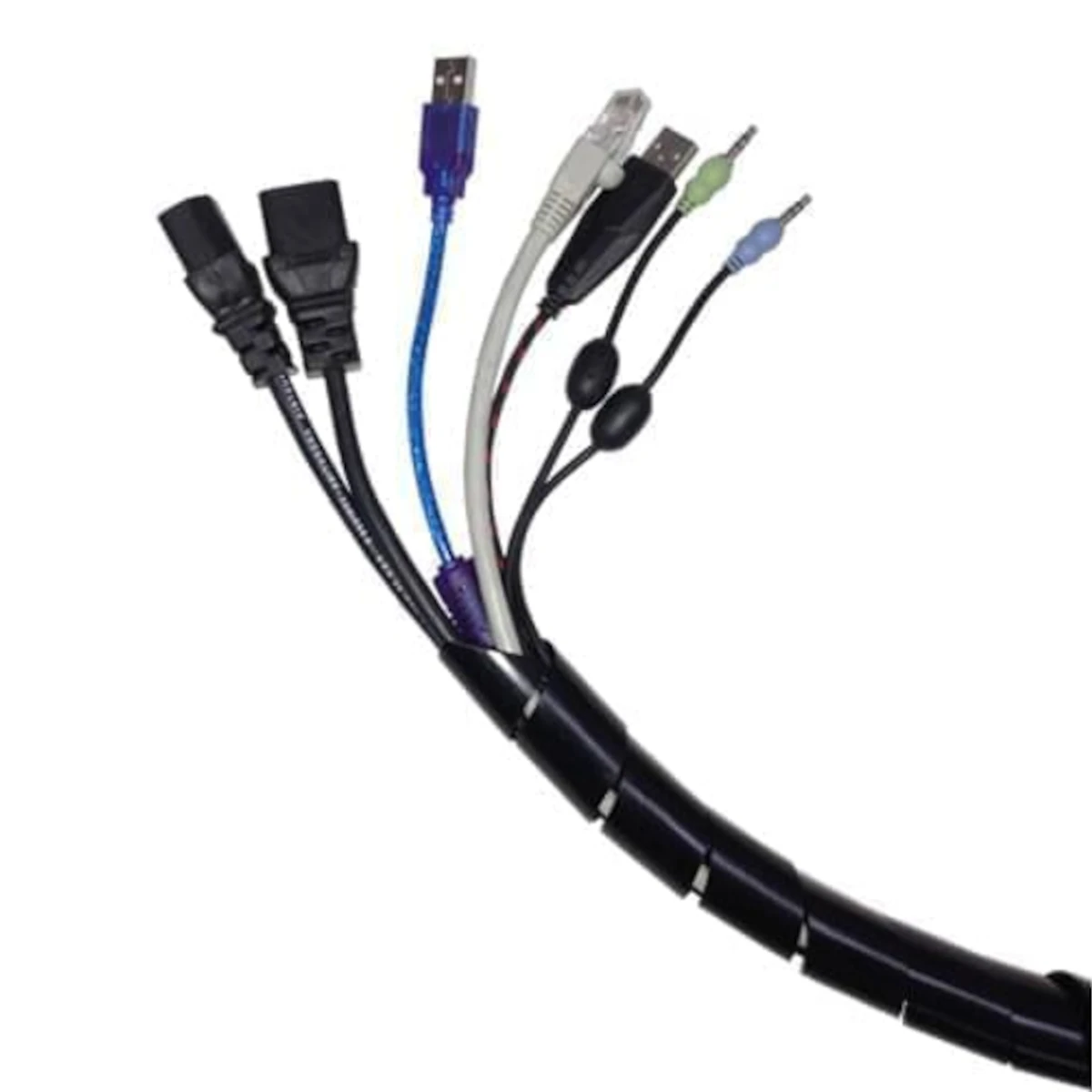 Vista lateral de Ordenador De Cables Espiral De 30Mm Diametro X 3M Long