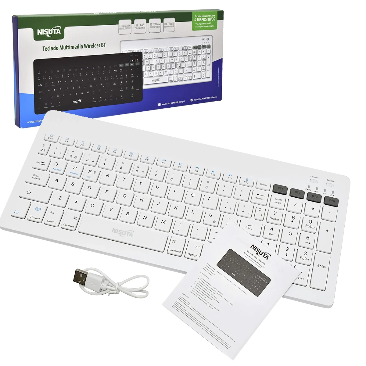 Miniatura 3 de Teclados inalambricos marca Nisuta modelo NSKB58BW Blanco